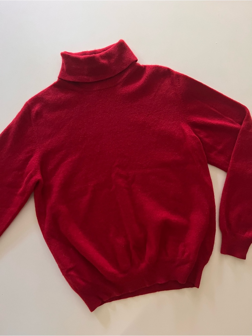 Lands' End 100% Cashmere Red Turtleneck Sweater- Medium- Fall Autumn  90s Luxury